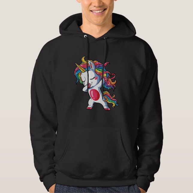 Dabbing Unicorn Girls Kids Rainbow Dab Dance Squad Hoodie (Front)