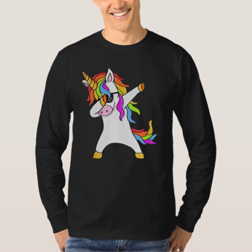 Dabbing Unicorn Girls Kids Women Rainbow Unicorns T_Shirt