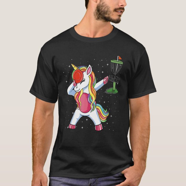 Dabbing Unicorn Golfer  Disc Golf Player Girls Wom T-Shirt (Front)