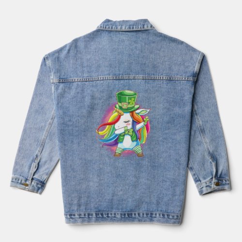 Dabbing Unicorn Green Fun Celebrate Patricks Day S Denim Jacket