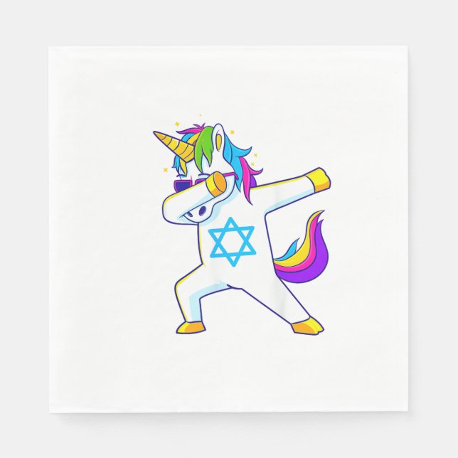 Dabbing Unicorn Hanukkah Jewish Dancing Chanukah K Napkins (Front)