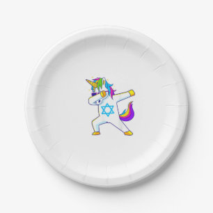 Dabbing Unicorn Hanukkah Jewish Dancing Chanukah K Paper Plates