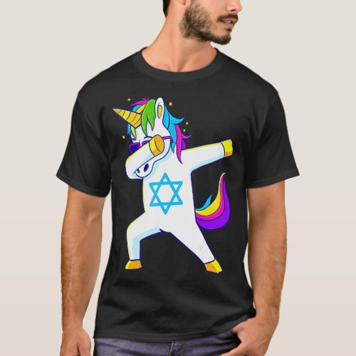 Dabbing Unicorn Hanukkah Jewish Dancing Chanukah K T_Shirt