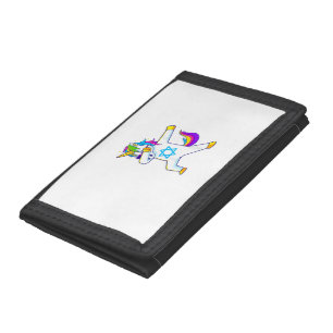 Dabbing Unicorn Hanukkah Jewish Dancing Chanukah K Tri-fold Wallet
