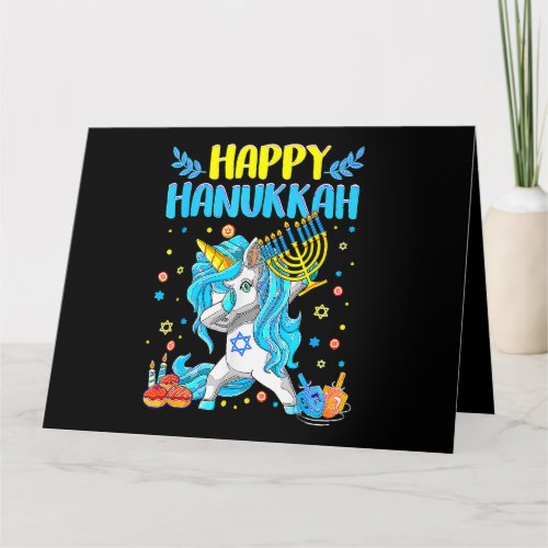 Dabbing Unicorn Happy Hanukkah Jewish Chanukah Kid Card