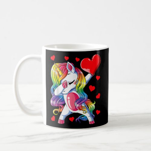 Dabbing Unicorn Heart Valentines Day Rainbow  Coffee Mug