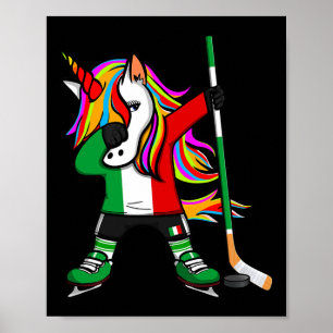 Dabbing Unicorn Italy Ice Hockey Fans Jersey Winte Poster