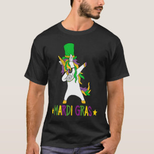 Dabbing Unicorn Jester Mardi Gras New Orleans Carn T-Shirt