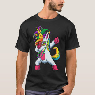 Dabbing Unicorn Jester Mardi Gras Shirt, Kids Girl T-Shirt
