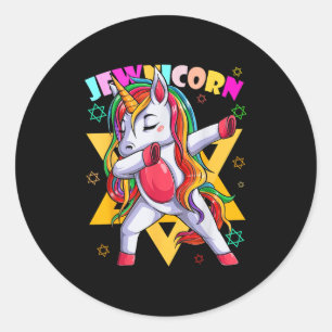 Dabbing Unicorn Jewnicorn Jewish Jew Rosh Hashanah Classic Round Sticker