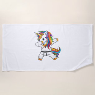 Dabbing Unicorn Karate Taekwondo Kids Girls Martia Beach Towel