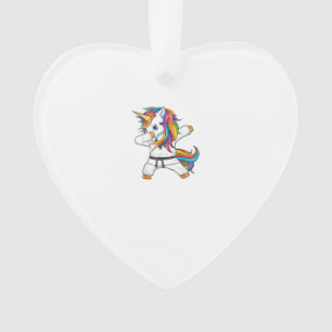 Dabbing Unicorn Karate Taekwondo Kids Girls Martia Ornament