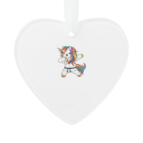 Dabbing Unicorn Karate Taekwondo Kids Girls Martia Ornament