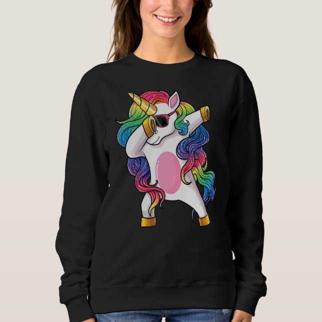 Dabbing Unicorn Kids Boys Men Dab Unicorn Sweatshirt (Front)