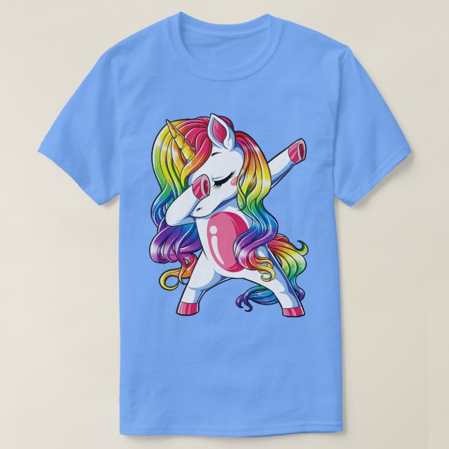 Dabbing Unicorn Kids Girls Boys Rainbow Squad Cute T-Shirt (Design Front)