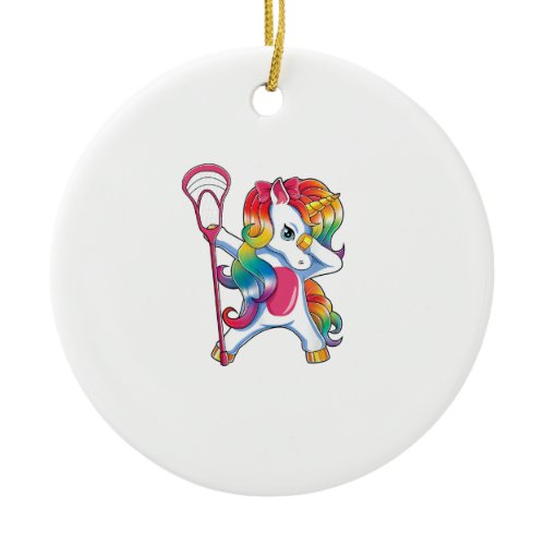 Dabbing Unicorn Lacrosse Funny Lax Player T-Shirt Ceramic Ornament