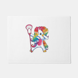 Dabbing Unicorn Lacrosse Funny Lax Player T-Shirt Doormat