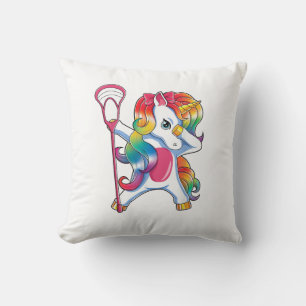 Dabbing Unicorn Lacrosse Funny Lax Player T-Shirt Throw Pillow