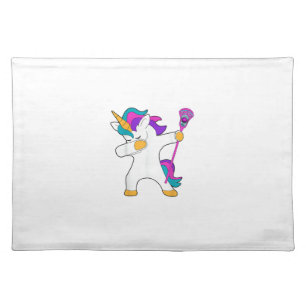 Dabbing Unicorn Lacrosse LAX Shirt Funny Tee Gift Cloth Placemat