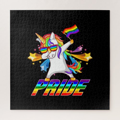 Dabbing Unicorn LGBT Gay Pride Jigsaw Puzzle