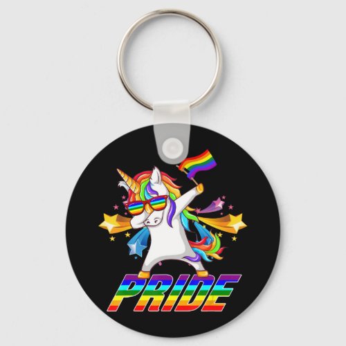 Dabbing Unicorn Lgbt Gay Pride Keychain