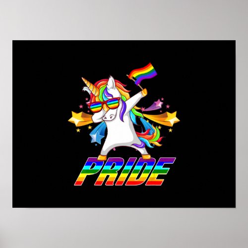 Dabbing Unicorn LGBT Gay Pride Poster