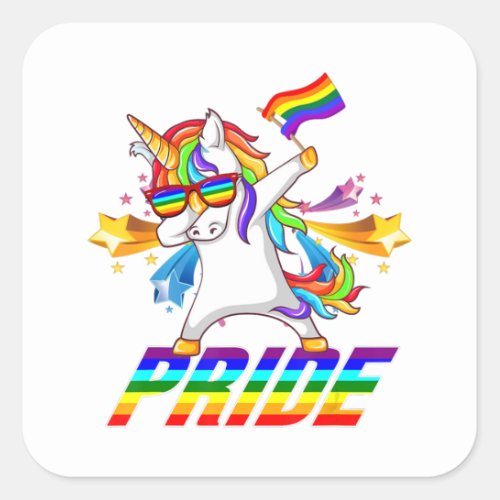 Dabbing Unicorn Lgbt Gay Pride Square Sticker