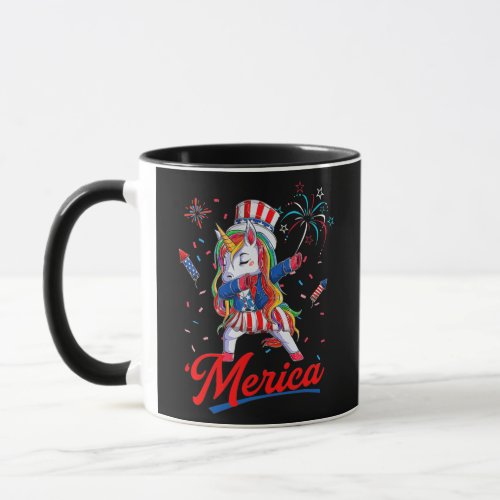 Dabbing Unicorn Merica American Flag Patriotic Mug