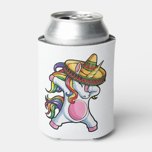 Dabbing Unicorn Mexican T Shirt Sombrero Cinco de  Can Cooler