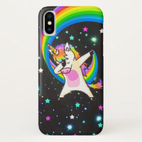 Dabbing Unicorn Neon Glow iPhone X Case