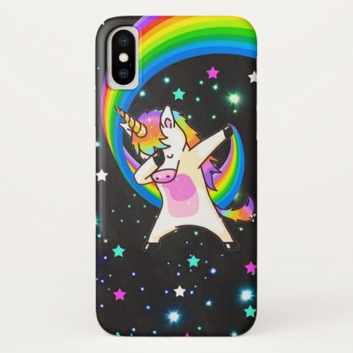 Dabbing Unicorn Neon Glow iPhone X Case