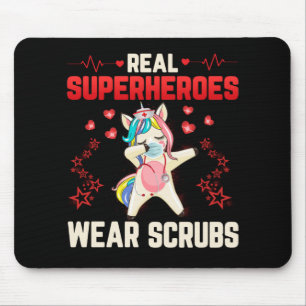Dabbing Unicorn Nurse Wearing Facemask Real Mouse Pad