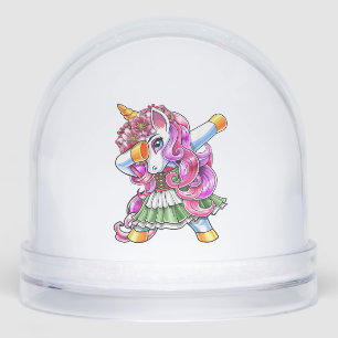 Dabbing Unicorn Oktoberfest Dirndl Bavarian Costum Snow Globe