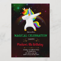 Dabbing unicorn party invitation