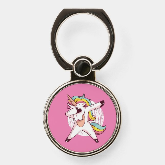 Dabbing Unicorn Phone Ring Stand (Front)