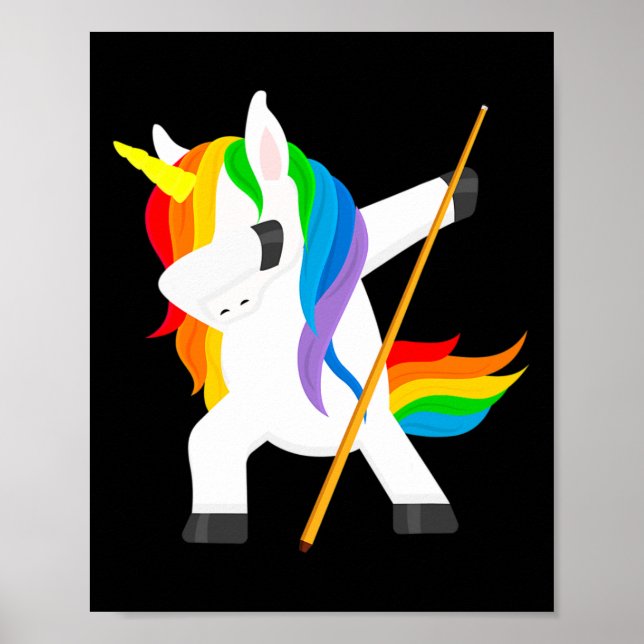 Dabbing Unicorn Playing Billiards Dab Dance Funny  Poster (Front)