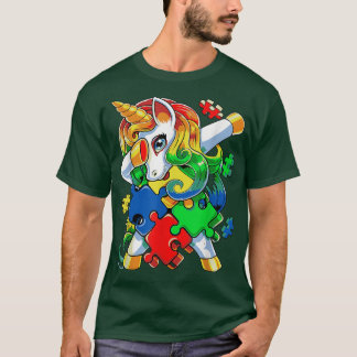 Dabbing Unicorn Puzzle Piece Autism Awareness Cute T-Shirt