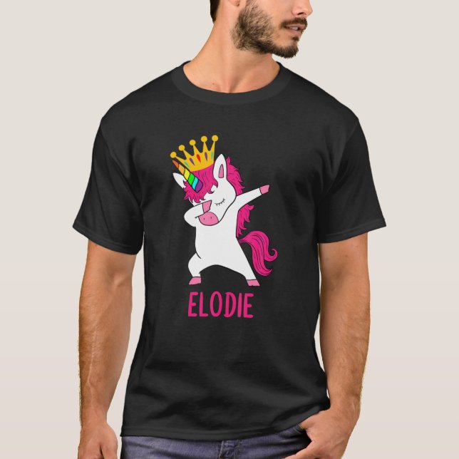Dabbing Unicorn Queen Personalised ELODIE T-Shirt (Front)