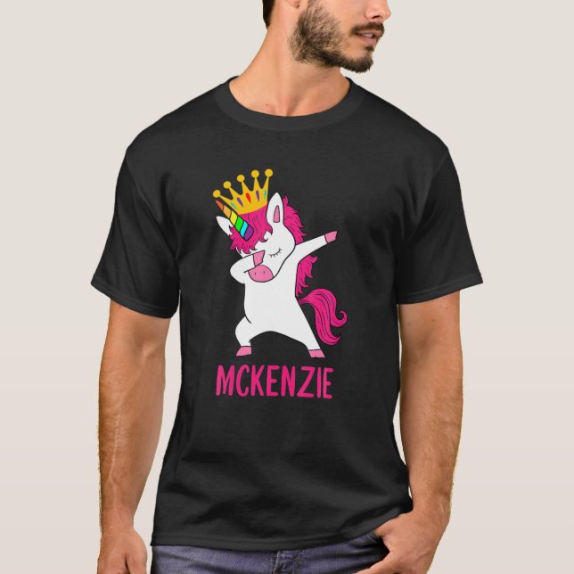 Dabbing Unicorn Queen Personalised MCKENZIE T-Shirt (Front)