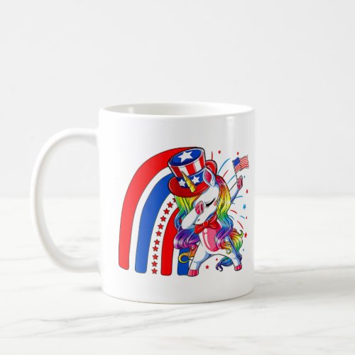 Dabbing Unicorn Rainbow 4th of July Patriotic 1  Coffee Mug