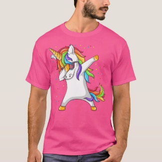 Dabbing Unicorn Rainbow Girls Kids Women T-Shirt