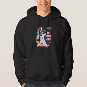 Dabbing Unicorn Rainbow Patriotic American Usa Gir Hoodie