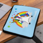 Dabbing Unicorn Rainbow Personalized Laptop Laptop Sleeve<br><div class="desc">This design was created through digital art. It may be personalized by clicking the customize button and changing the color, adding a name, initials or your favorite words. Contact me at colorflowcreations@gmail.com if you with to have this design on another product. Purchase my original abstract acrylic painting for sale at...</div>