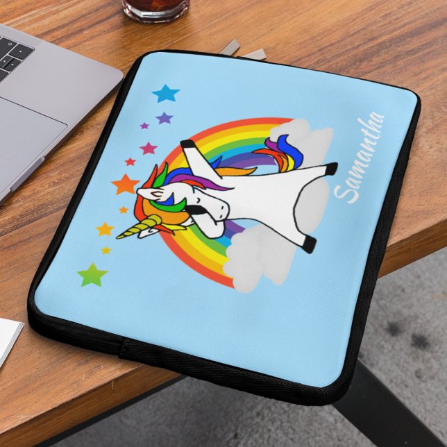 Dabbing Unicorn Rainbow Personalized Laptop Laptop Sleeve (Creator Uploaded)