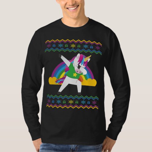 Dabbing Unicorn Rainbow Ugly Christmas Sweater