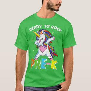 Dabbing Unicorn Ready To Rock PreK Funny Back To S T-Shirt