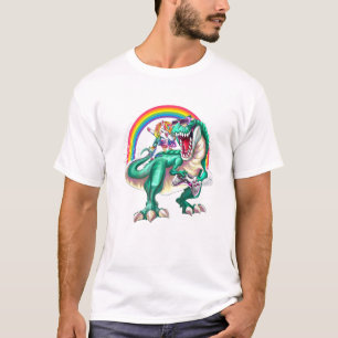 Dabbing Unicorn Riding Dinosaur With Game Controll T-Shirt