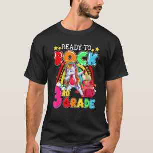 Dabbing Unicorn Rock 3rd Grade Back To School Stud T-Shirt