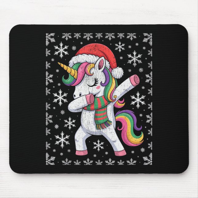 Dabbing Unicorn Santa Hat Christmas Xmas Dab  Mouse Pad (Front)