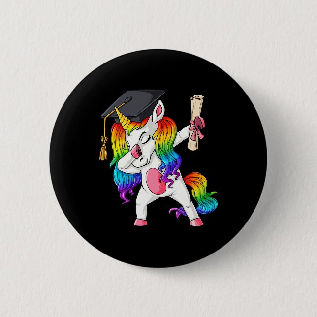 Dabbing Unicorn School Graduation Dab Girls Kids T Button (Front)